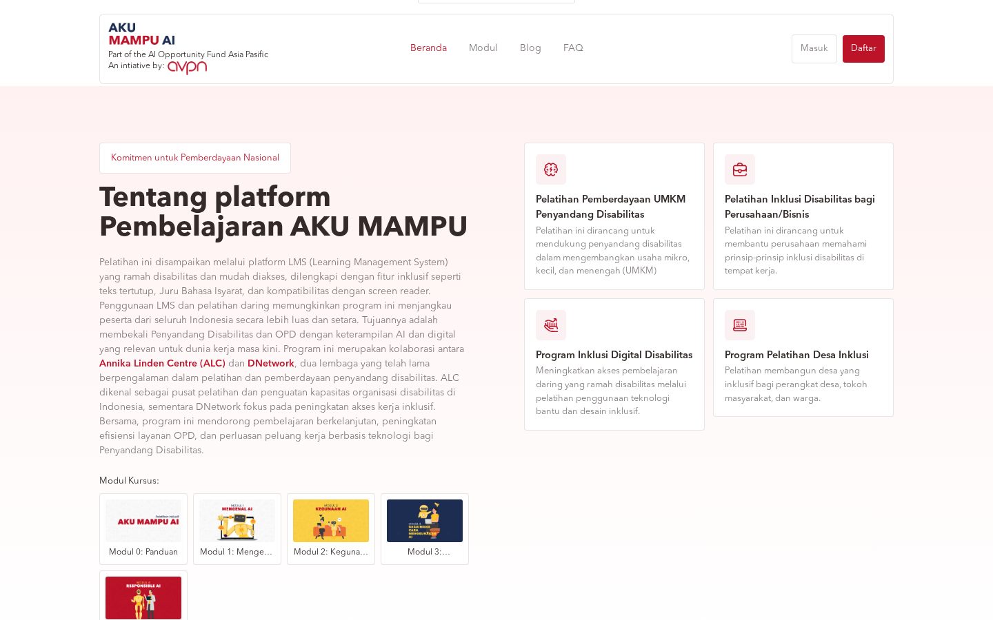 Aku Mampu AI programme section