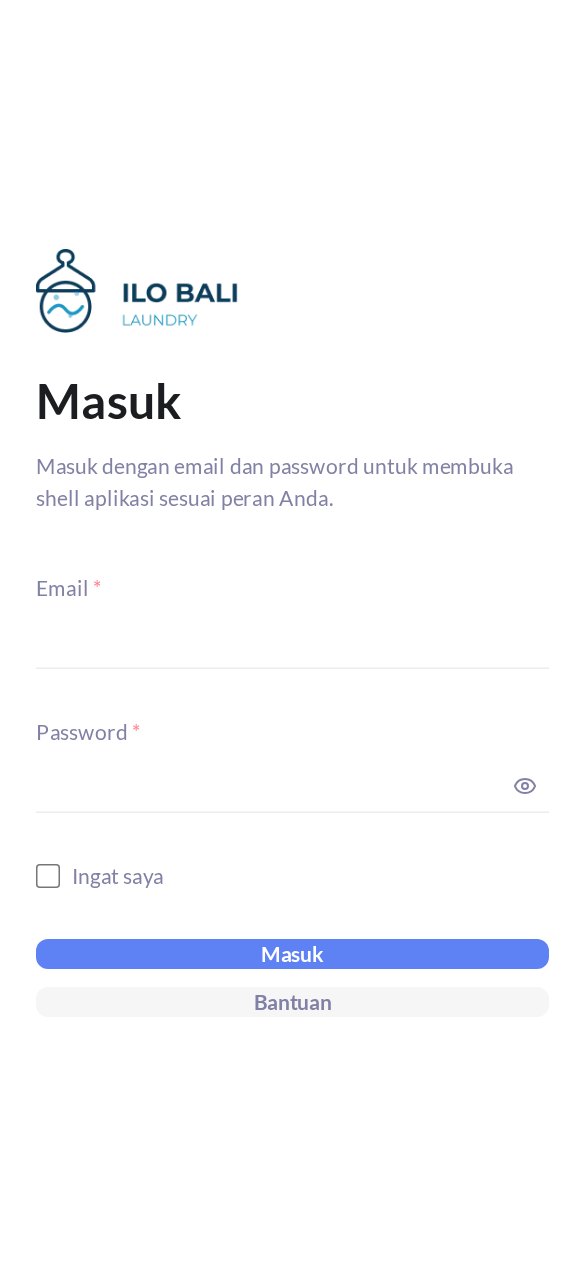 Ilo Bali Laundry system sign-in screen on mobile