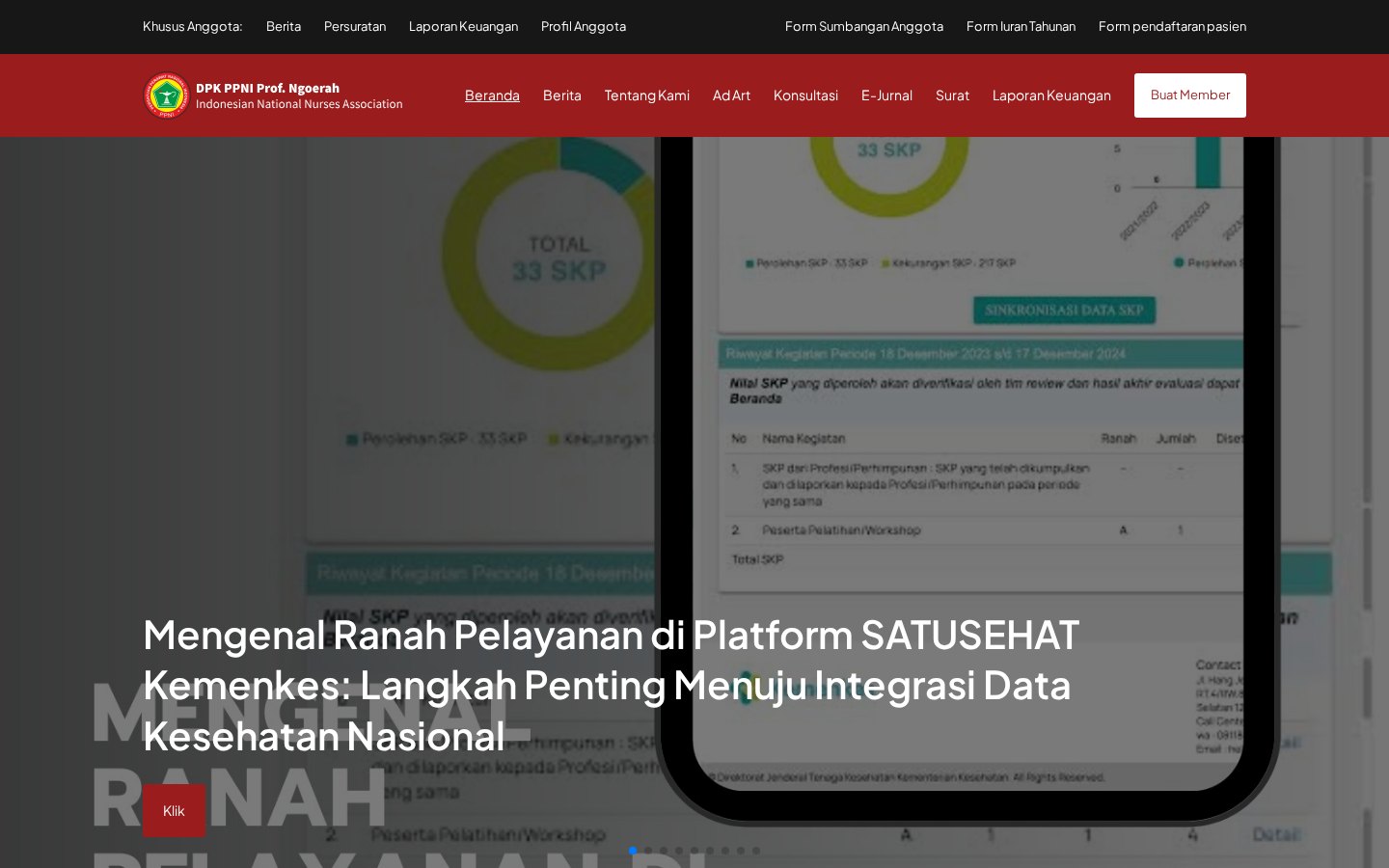 DPK PPNI RSUP Prof. Ngoerah website screenshot
