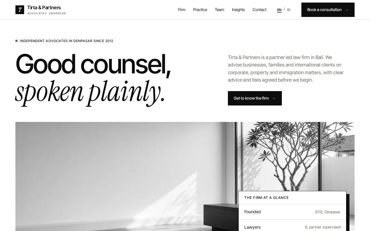 Tangkapan layar website Tirta & Partners