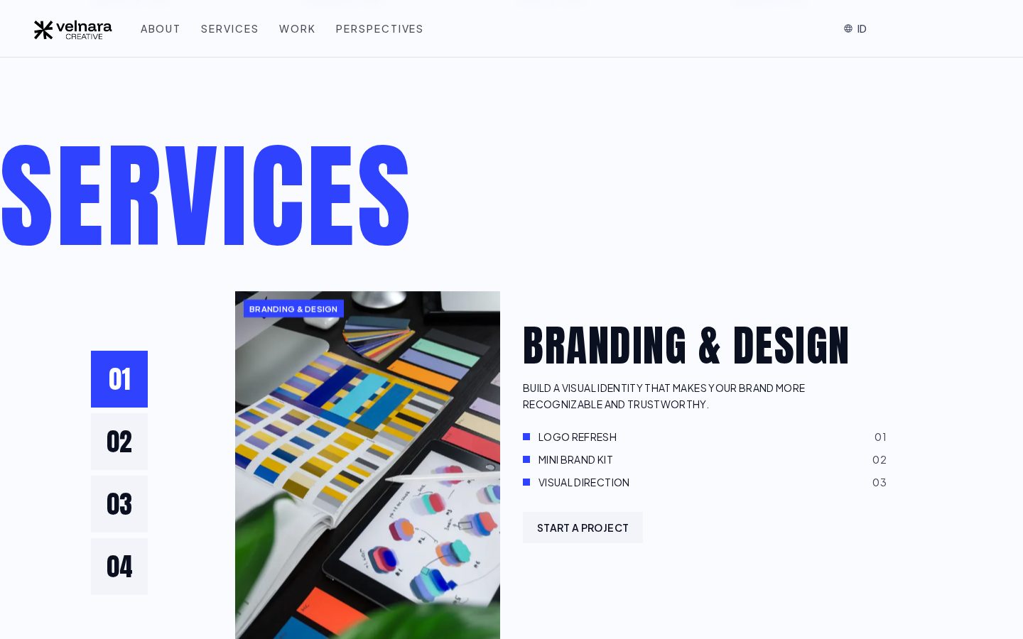 Velnara Creative services section