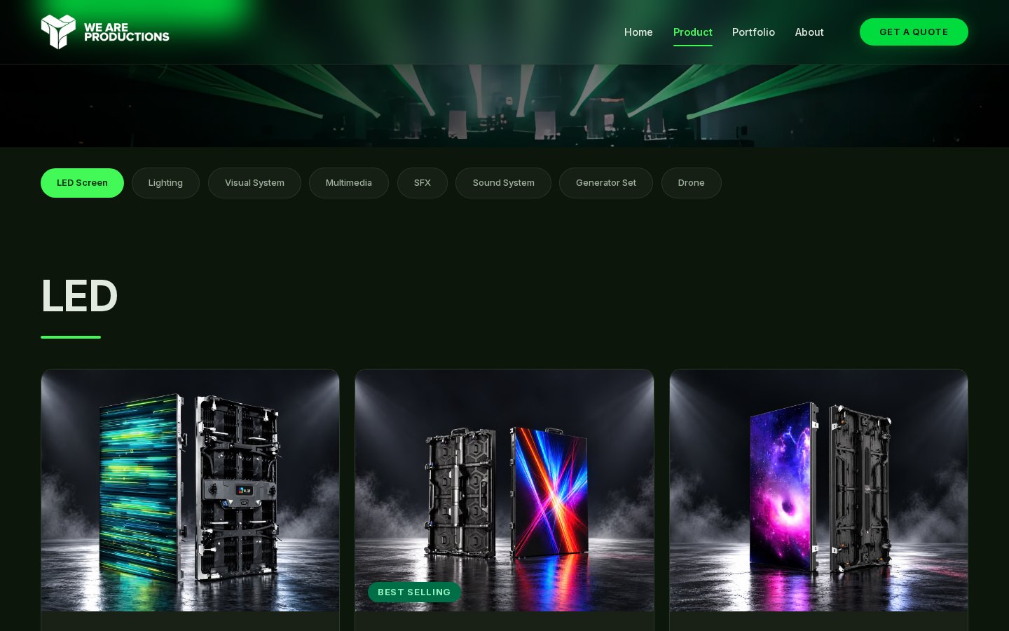 We Are Productions Bali LED screen equipment catalogue